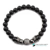 TCC™ Natural Matt Black Agate Crown Charm Bracelet